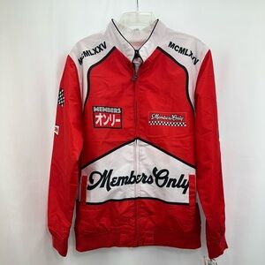 NWT Members Only Sport Men's Red Team Racing Windbreaker Jacket Size M